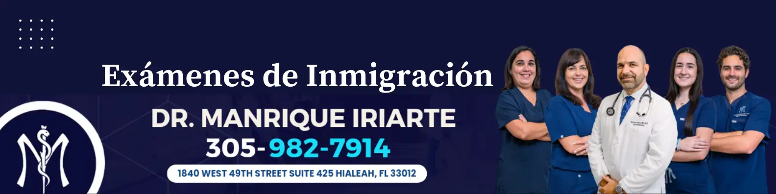 El Dr. Manrique Iriarte está certificado por el Departamento de Inmigración para realizar exámenes médicos de residencia. Confía en un profesional.