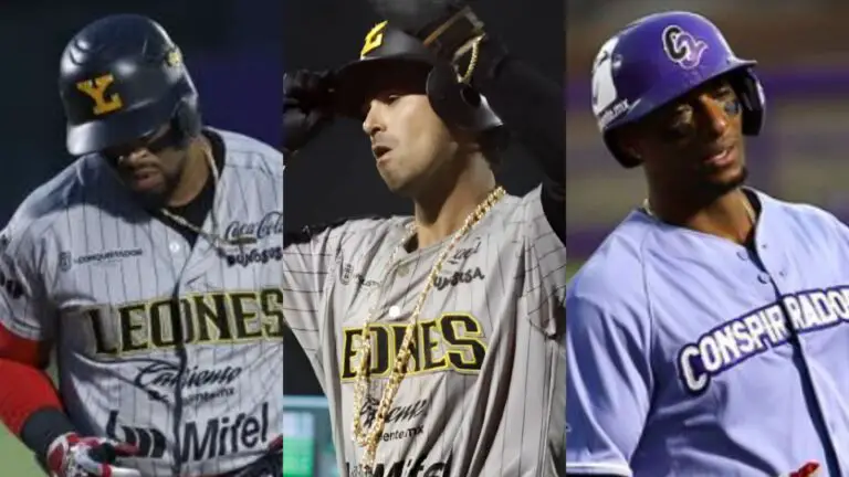 Yadir Drake, Josh Fuentes y Yurisbel Gracial la sacan del estadio en el Conspiradores vs Leones.