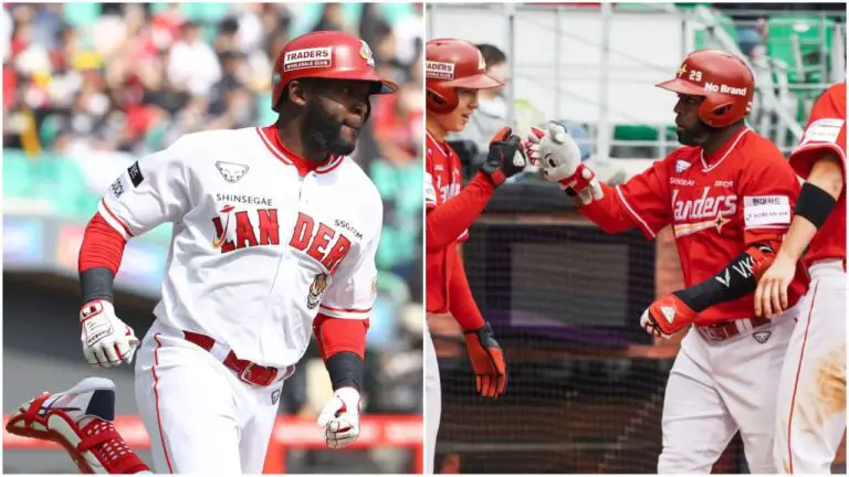 Guillermo Heredia triplica y llega a siete duelos en línea rayando la tarjeta en la KBO Guillermo Heredia triplica y llega a siete duelos en línea rayando la tarjeta en la KBO
